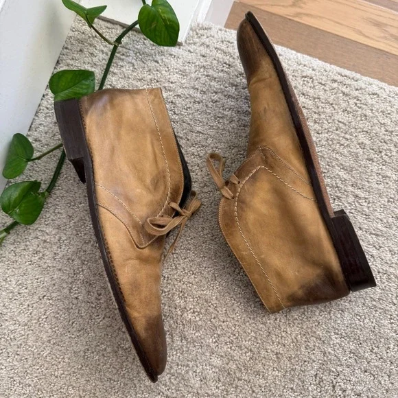 DOUCAL'S‎ ITALY Leather Desert Boots Tan Brown Lace Up Chukka Ankle Men 10.5 - Picture 2 of 11